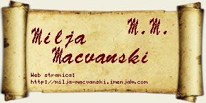 Milja Mačvanski vizit kartica